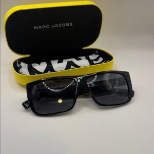 Marc Jacobs Black Sunglasses with Vibrant Yellow Case
